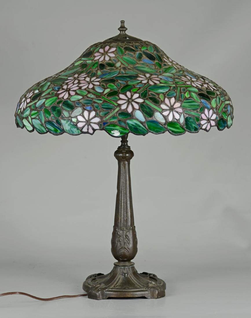 Leaded stained glass table lamp, 24" h (1 of 3)