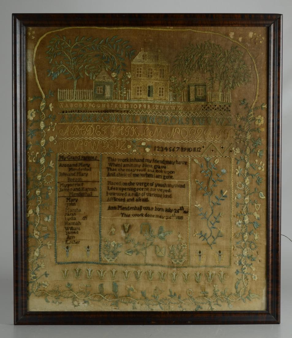 1818 Mendenhall Family Delaware needlework sampler (1 of 4)