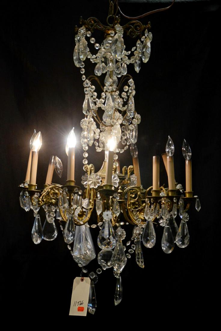 6-Arm 12-light crystal & bronze French chandelier (1 of 1)
