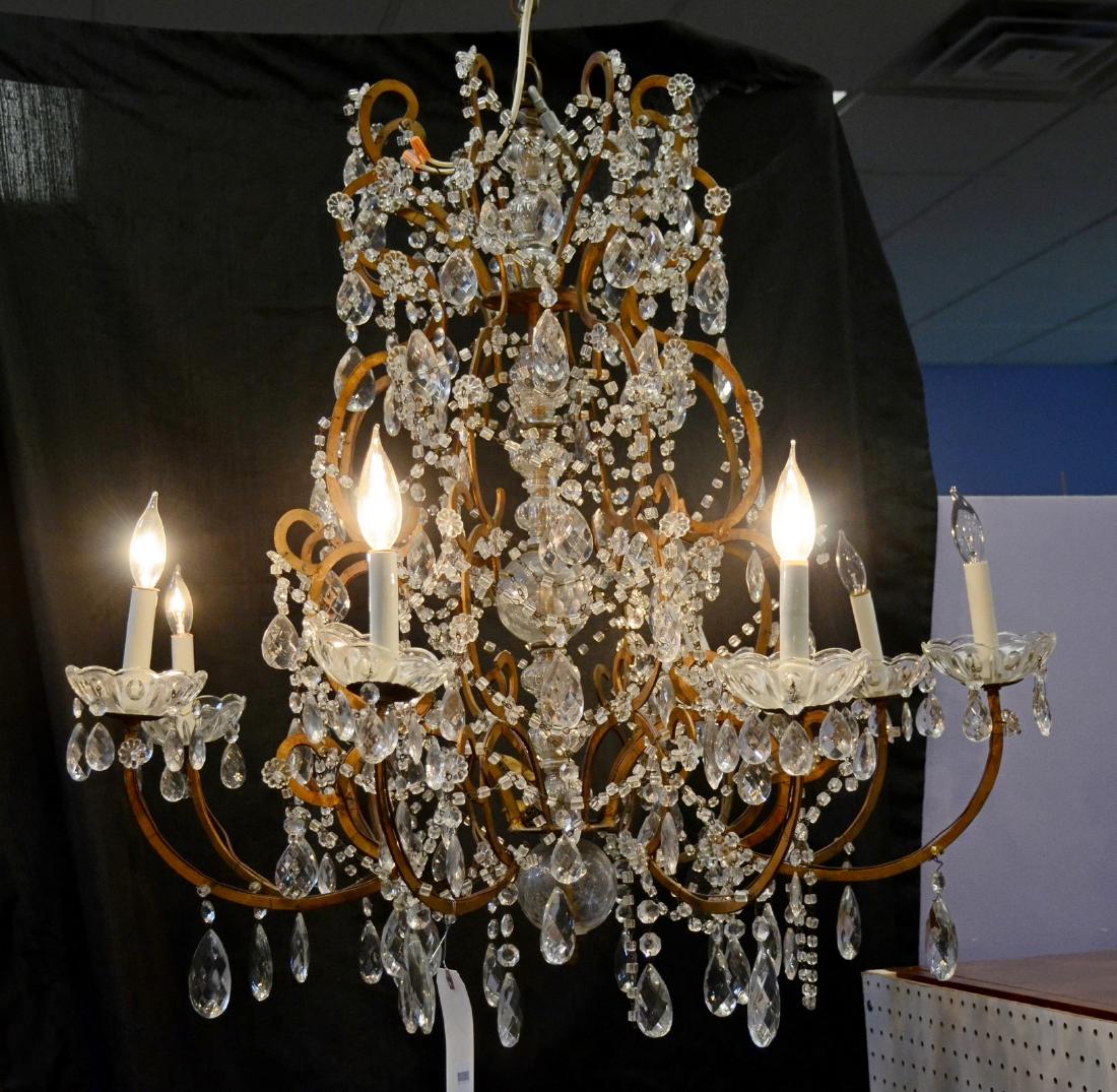 8-Arm crystal and iron chandelier (1 of 1)