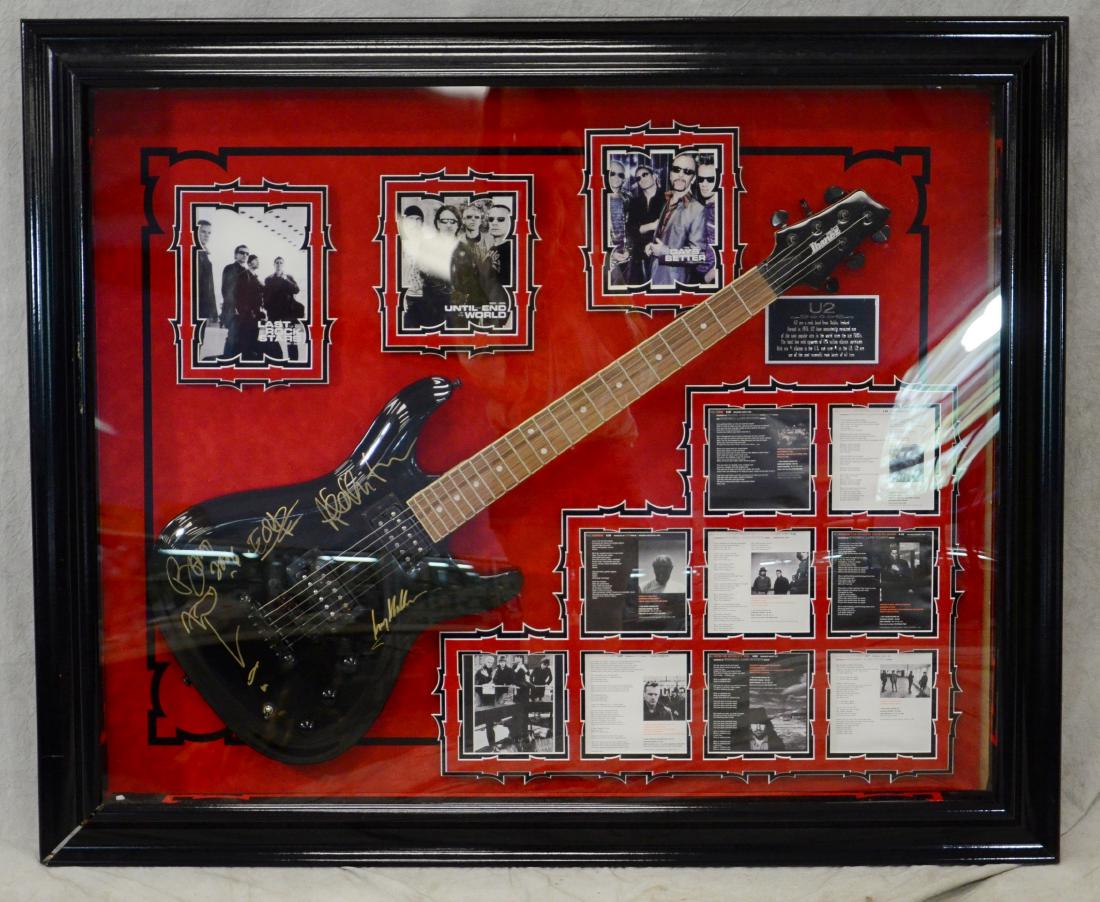 U2 Signed Guitar in Frame