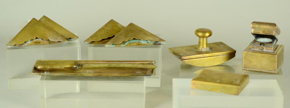 (9) Pc Japanese Hammered Brass Desk Set (1 of 1)