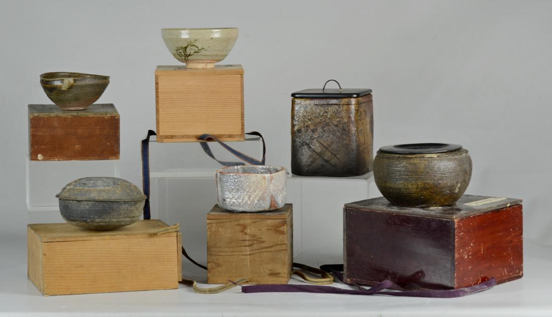 (6) Pieces of Japanese Pottery with Wooden Boxes (1 of 20)