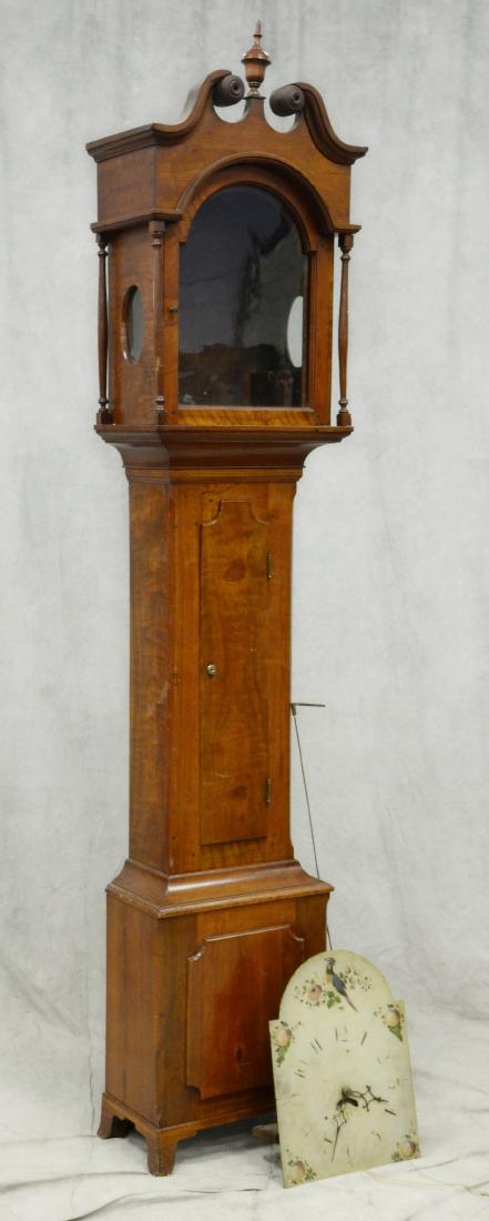 Walnut 30 hr tall case clock, PA, c 1800 (1 of 9)