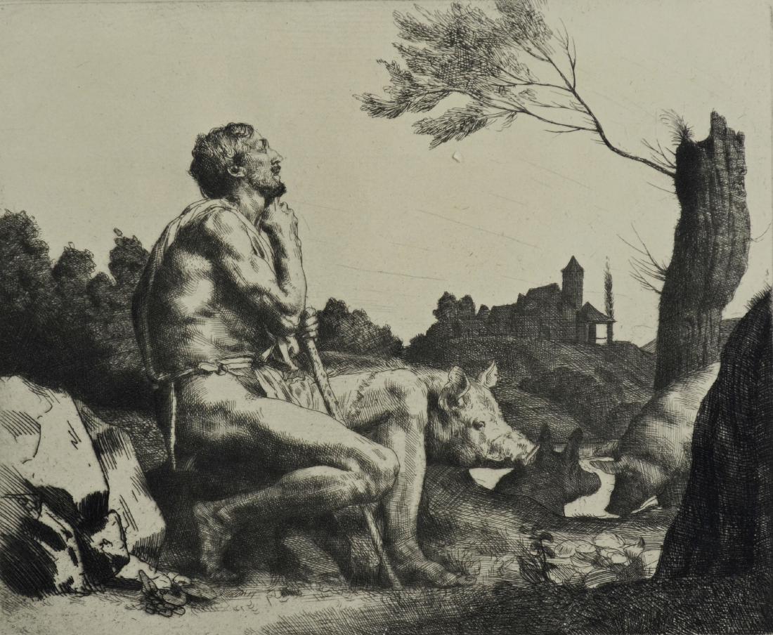 William Strang (Scottish, 1859-1921), etching on paper (1 of 3)