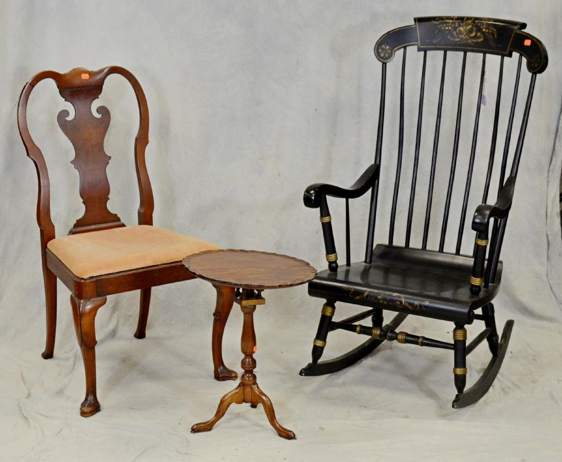 Ebonized Windsor Rocker, Mahogany Chippendale Style (1 of 1)