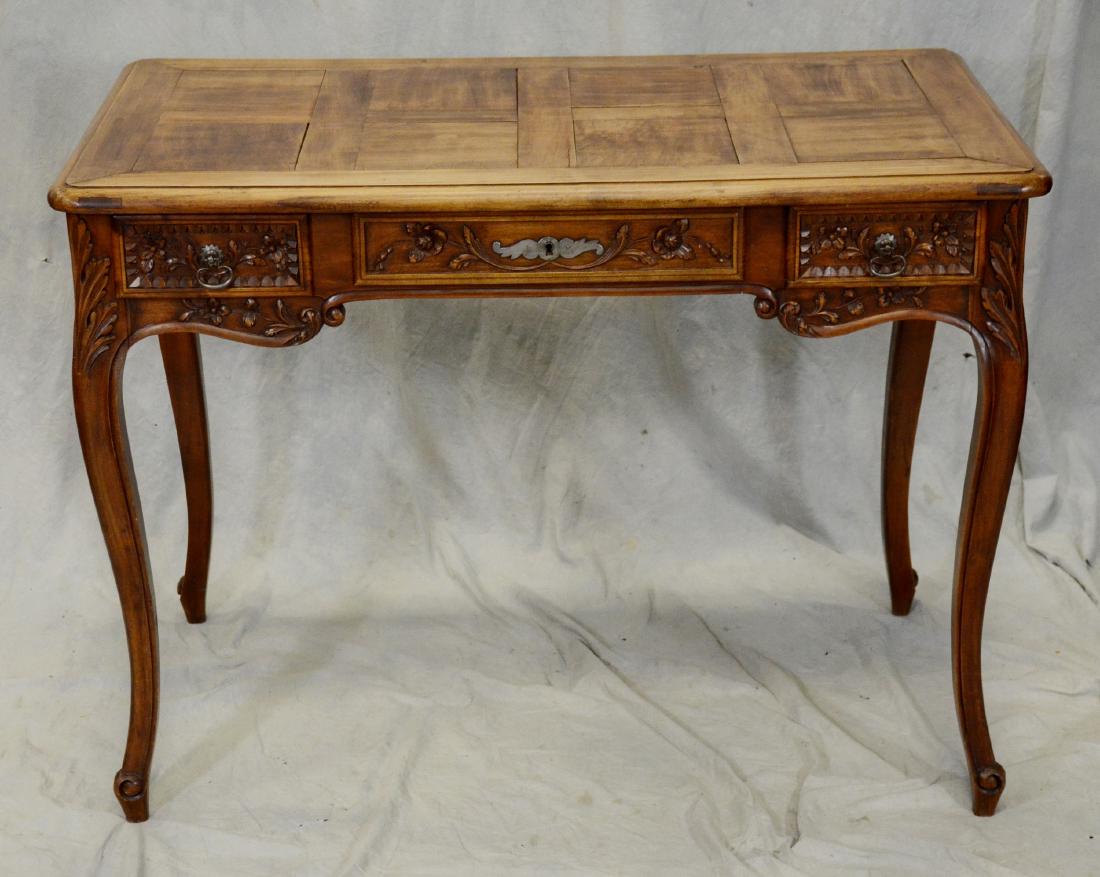Walnut Louis Xv Style 3 Drawer Desk (1 of 1)