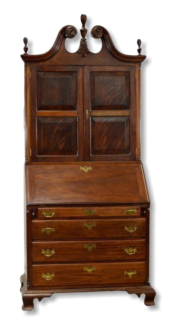 Walnut Chippendale Slant Front Desk, Later Bookcase Top (1 of 3)