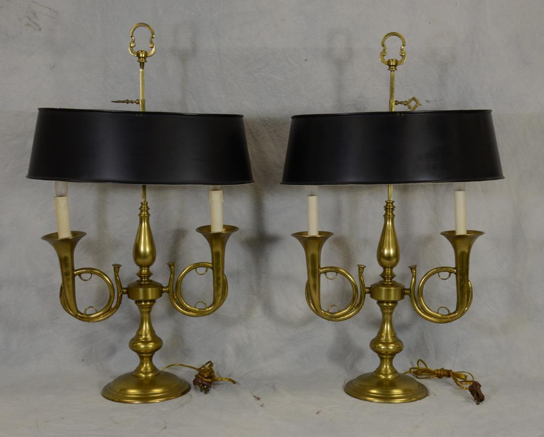 (2) Bouillette Style Hunting Horn Lamps