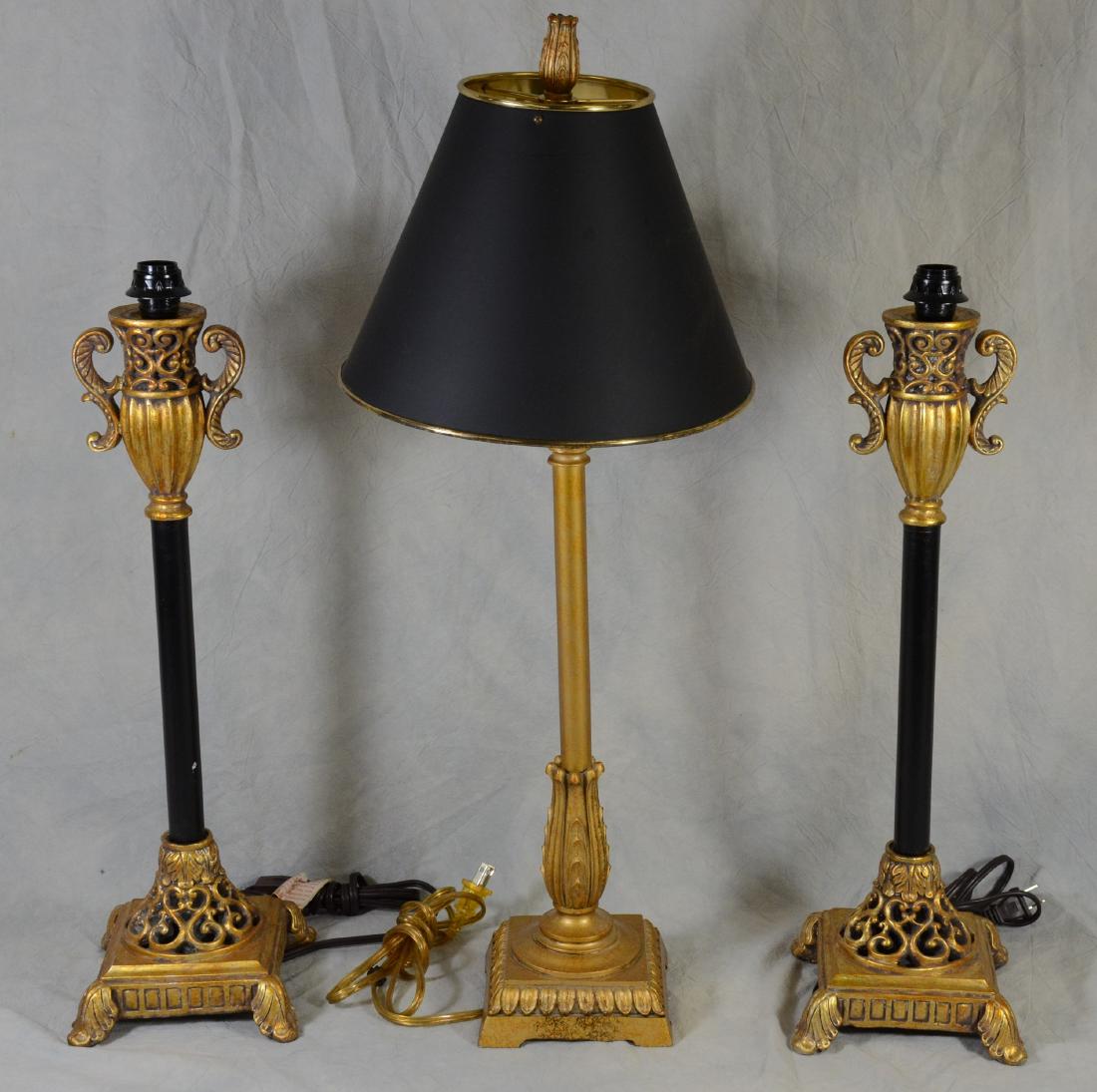 (3) Gilt Candlestick Table Lamps (1 of 1)