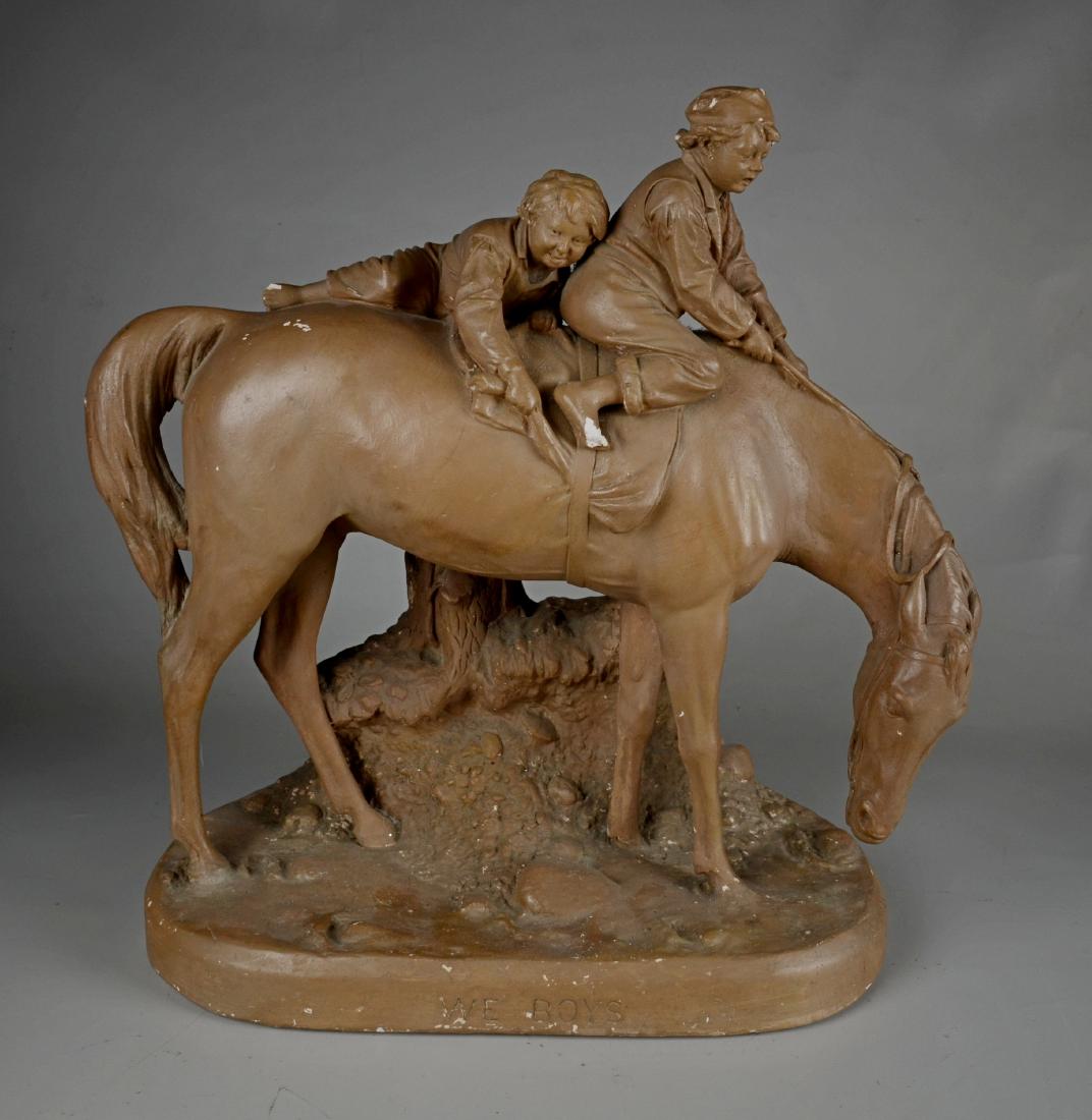 Painted Chalkware Sculpture "The Boys" (1 of 1)