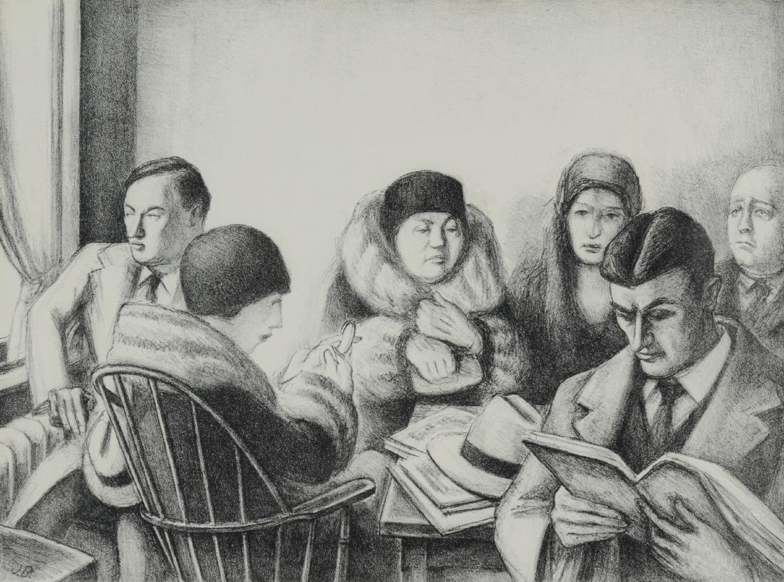 Julius Bloch Lithograph, "Doctor'S Waiting Room" (1 of 3)