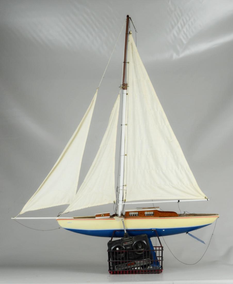 Futaba Attack-Sport Remote Control Sailboat: Futaba Attack-Sport Remote Control Sailboat, "Lorelei", Fp-T2Ncs, Am75 Digital Proportional Radio Control System, Fiberglass Hull With Wood Deck & Cabin, Cloth Sails, 42" H X 34-1/2" L Overall