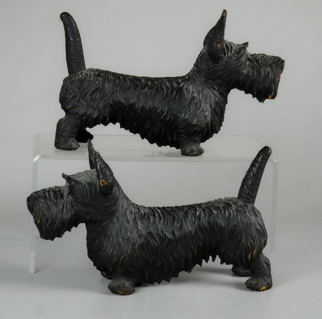 Pr Carved Wood Scottie Dog Figures (1 of 1)