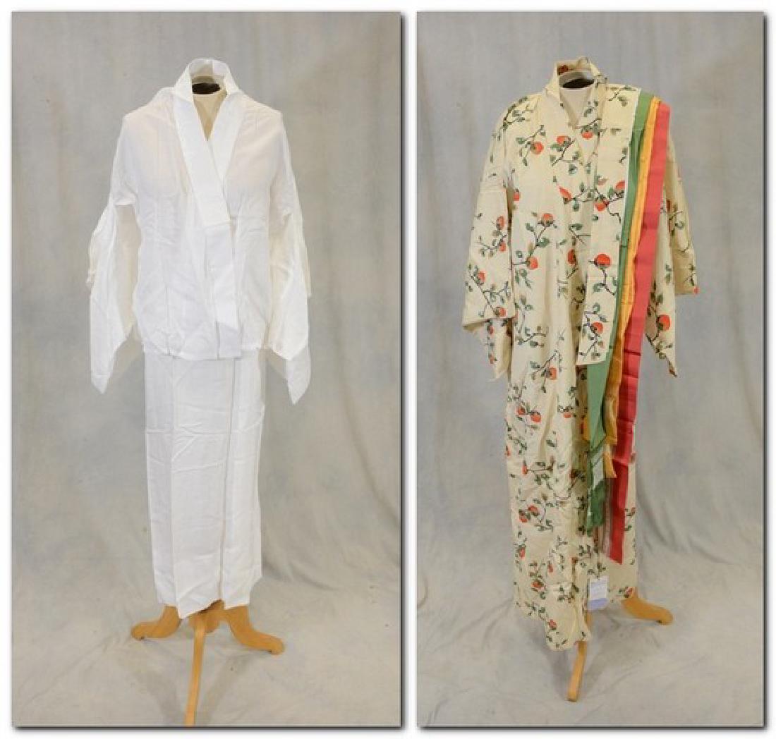 Silk Japanese Painted Persimmon Kimono And Cotton Set (1 of 3)