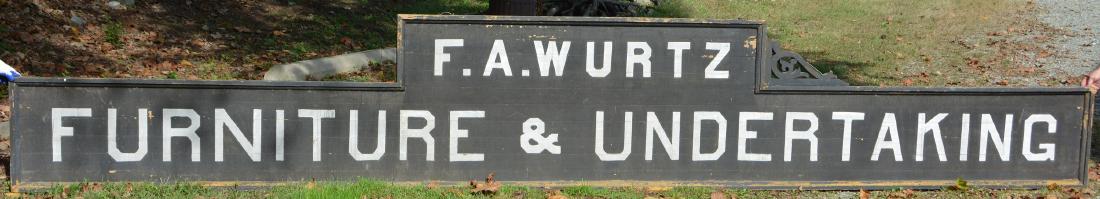 GIANT 17 Foot Long Wooden Victorian Undertaker Sign F.: GIANT 17 Foot Long Wooden Victorian Undertaker Sign F. A. Wurtz Furniture & Undertaking 1899 Personally removed by Greg @ TDM from building estate in Boston New York, Buffalo / Niagara Falls Region, E
