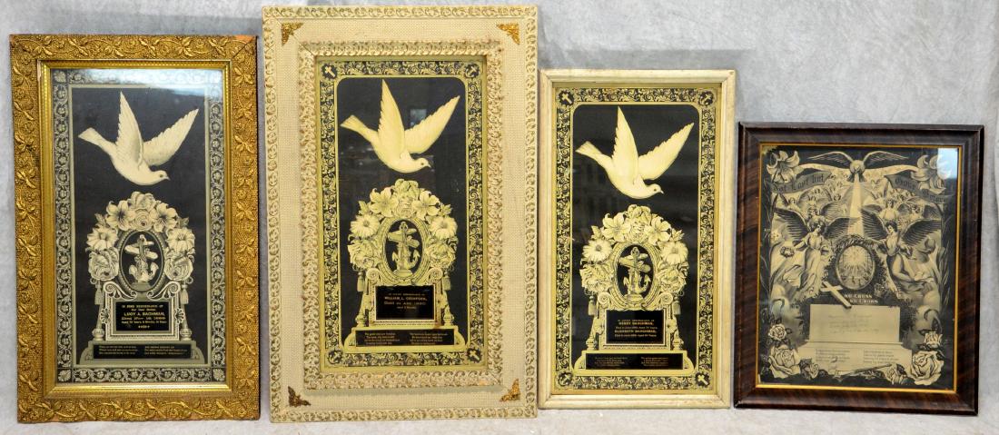 (4) Framed Victorian Litho Mourning Remembrances, Lucy (1 of 7)