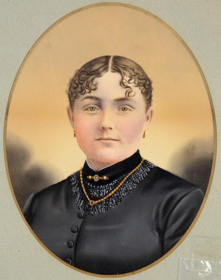 Lady in Mourning Pastel w/ Original Brooch Jewelry (1 of 4)