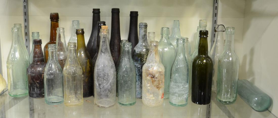 Decorative Antique Bottle Lot Approx 40pcs Soda,: Decorative Antique Bottle Lot Approx 40pcs Soda, Wine, Beer and Round Bottom Ballast Torpedo Mineral Water Bottle Includes: R.C. Keller Pittstown PA, Blob top Schreiber & Son Phila PA, J.J. Wolf Brewe