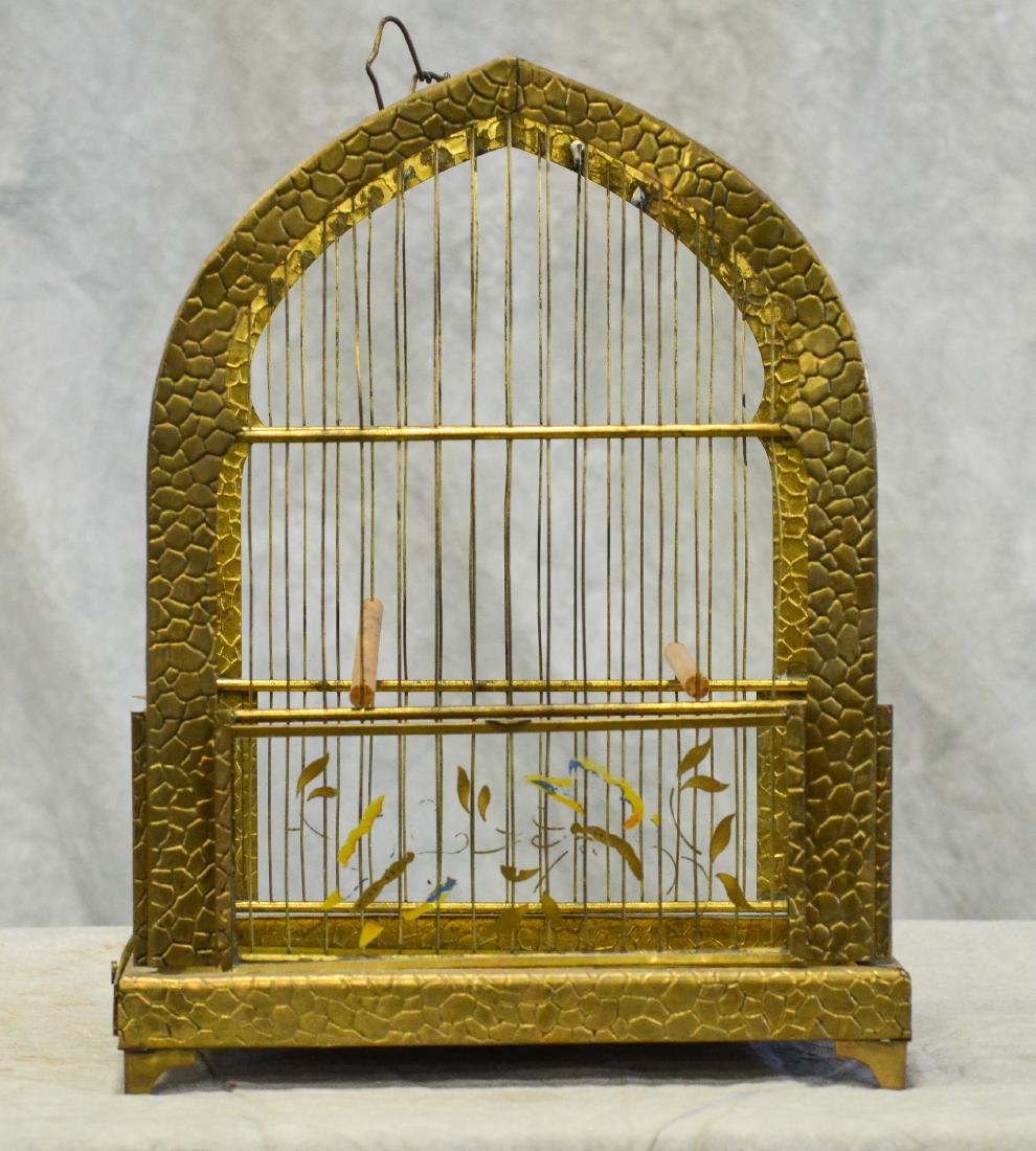 Victorian Hammered Brass Bird Cage  c1890  Hand painted (1 of 2)