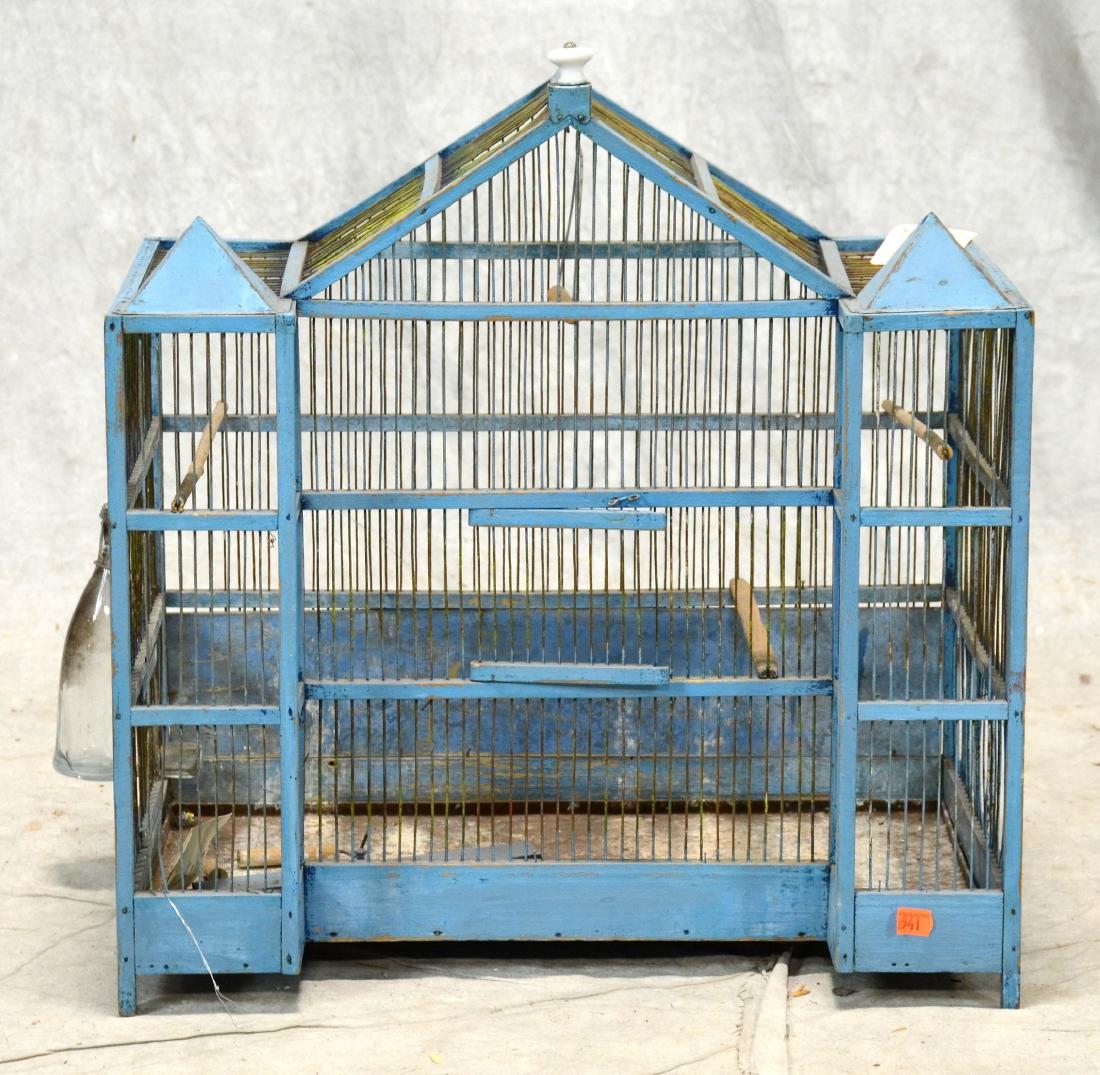 Blue Boy Edwardian Bird Cage w/ Hand Blown Glass Feeder (1 of 1)