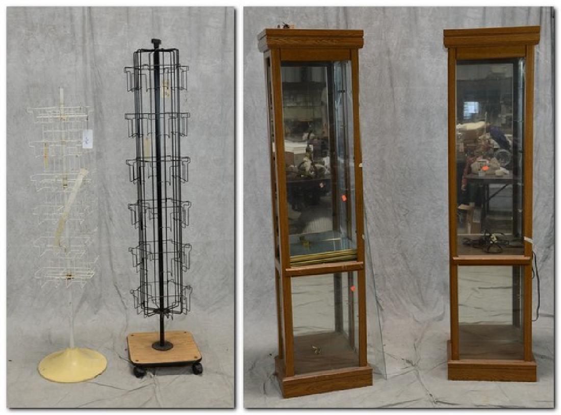 2 Lighted Vertical Curio Cabinet Display Cases Oak (1 of 3)