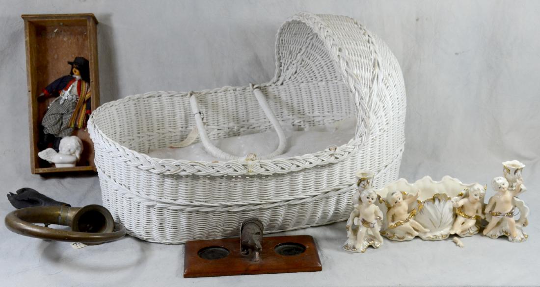 white wicker bassinet