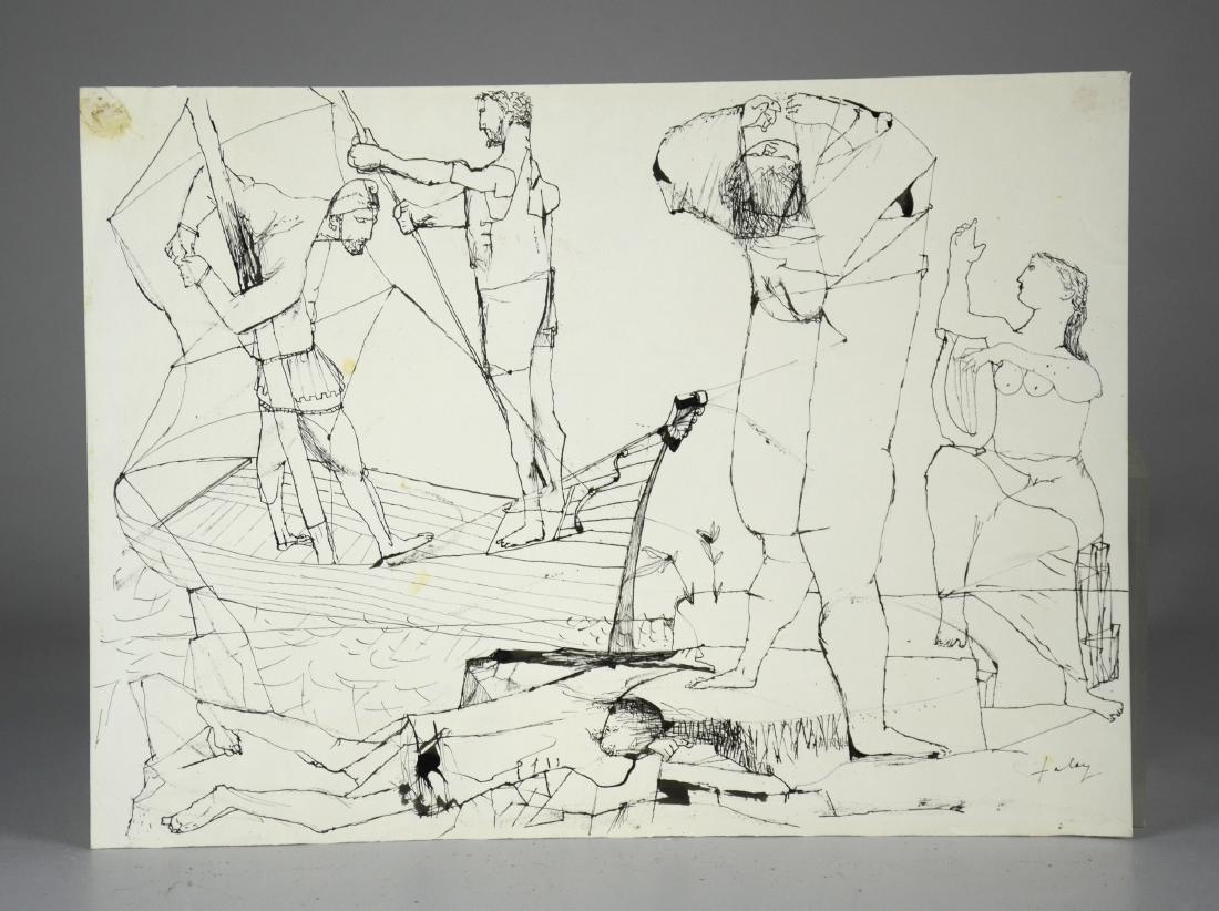 Lajos Szalay (Hungarian, 1909-1995) pen and ink drawing (1 of 1)