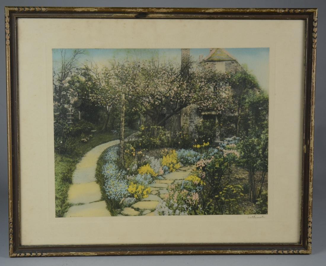 Photographic print by Wallace Nutting of a cottage and (1 of 1)