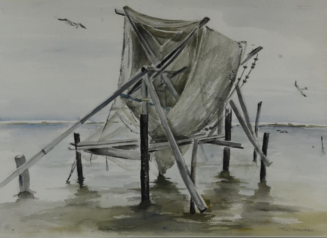 Tua Hayes Watercolor "Fishnets Drying" (1 of 3)
