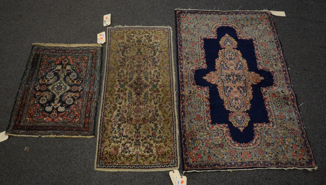 (3) Persian throw rugs Kirmans and Bidjar (1 of 3)