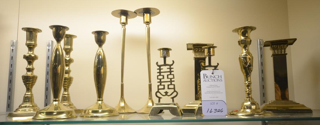 Shelf #76 - (11) Brass Candlesticks (1 of 1)