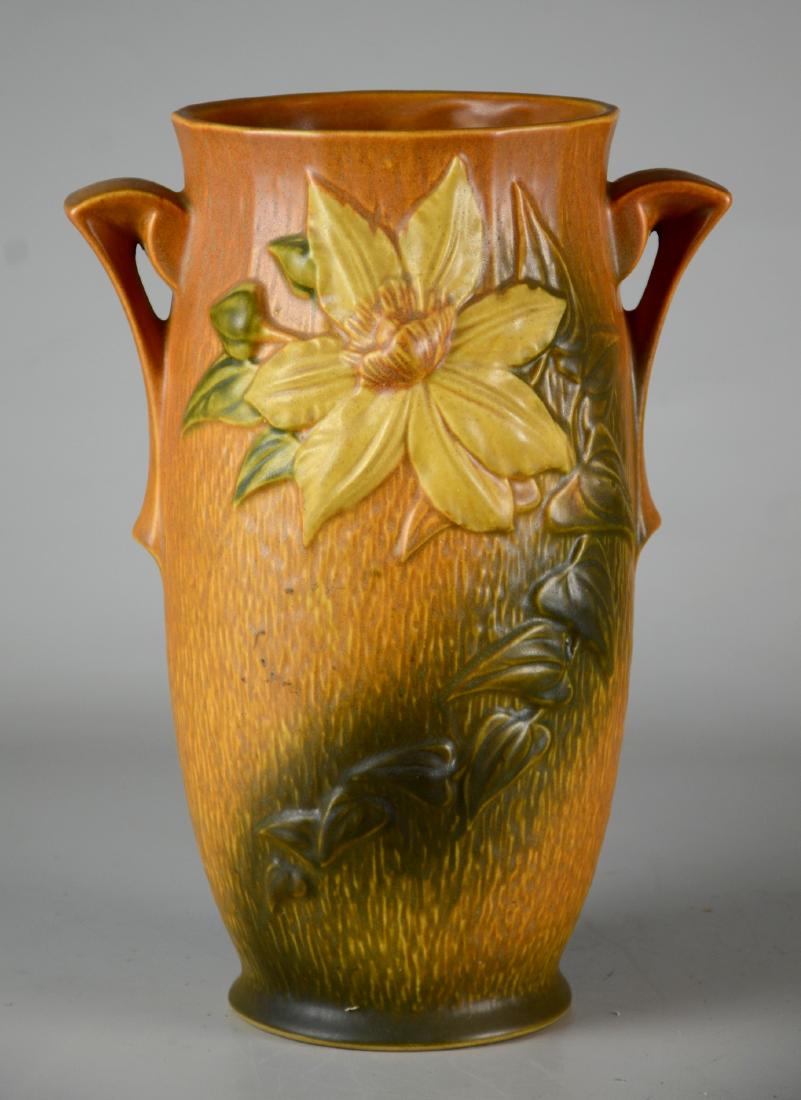 Roseville double-handled Clematis vase (1 of 1)