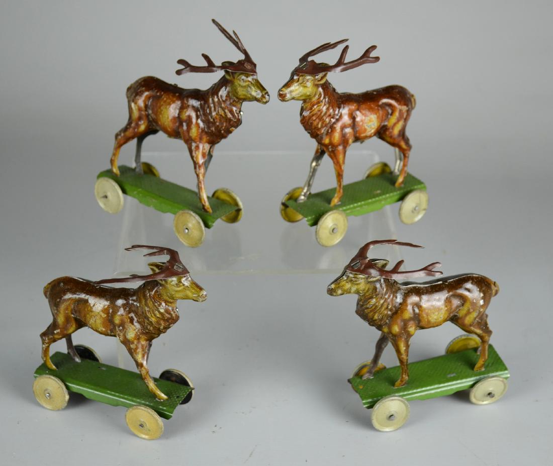 (4) Tin litho Reindeer Penny Toys (1 of 1)