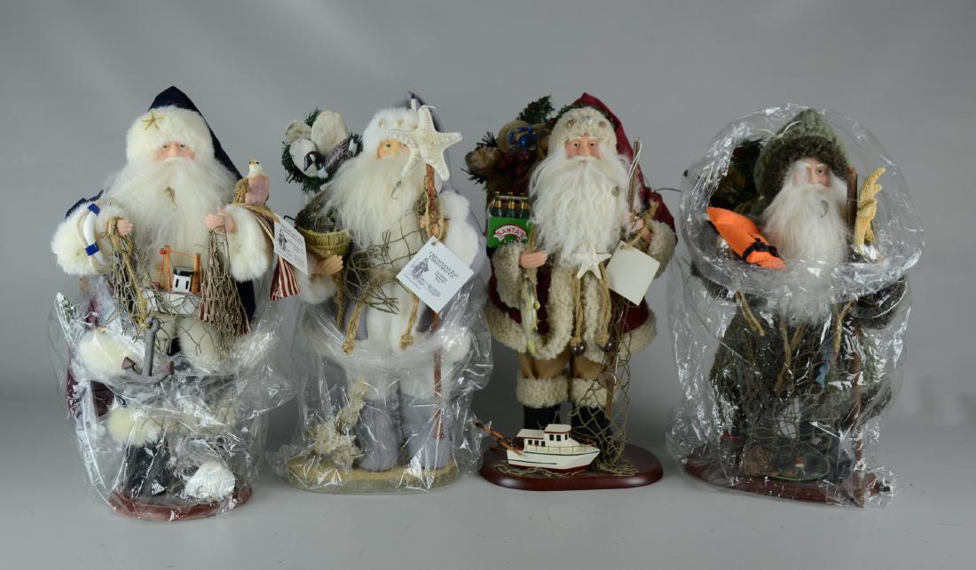 (4) Chesapeake Bay Christmas Co Santas: (4) Chesapeake Bay Christmas Co Santas, including one marked "2011 Ltd Edition Chesapeake Santa Oyster Bay #109", approx 16-1/2" h