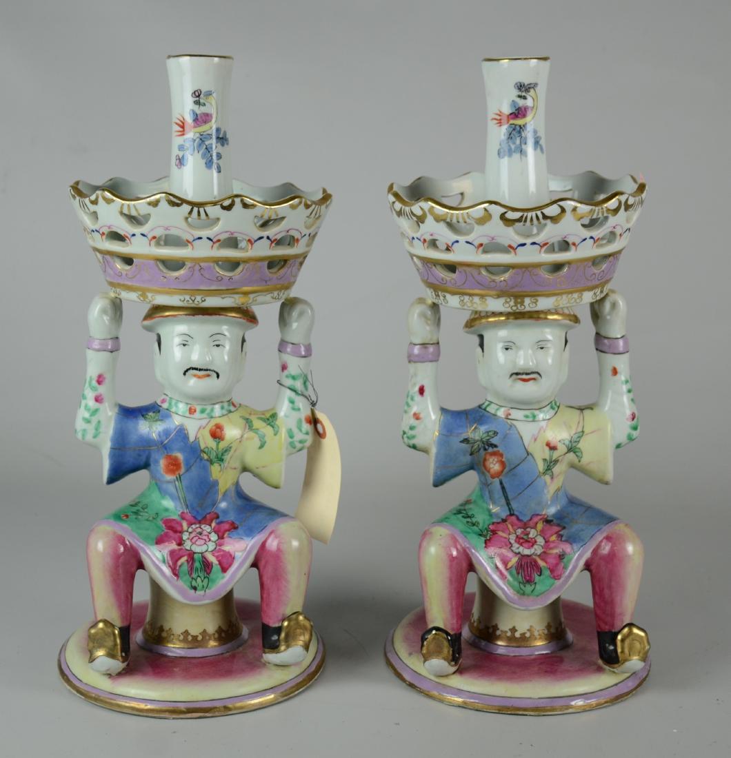 Pr Asian Style Figural Candlesticks (1 of 2)