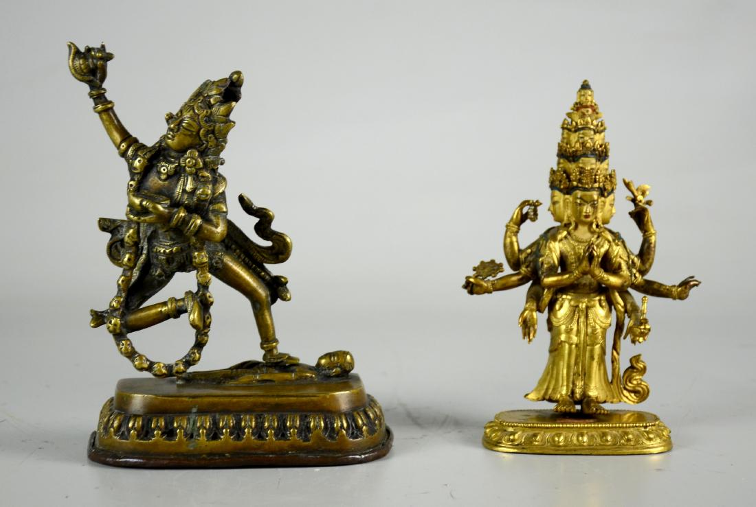 (2) Tibetan Gilt Bronze Figures (1 of 7)