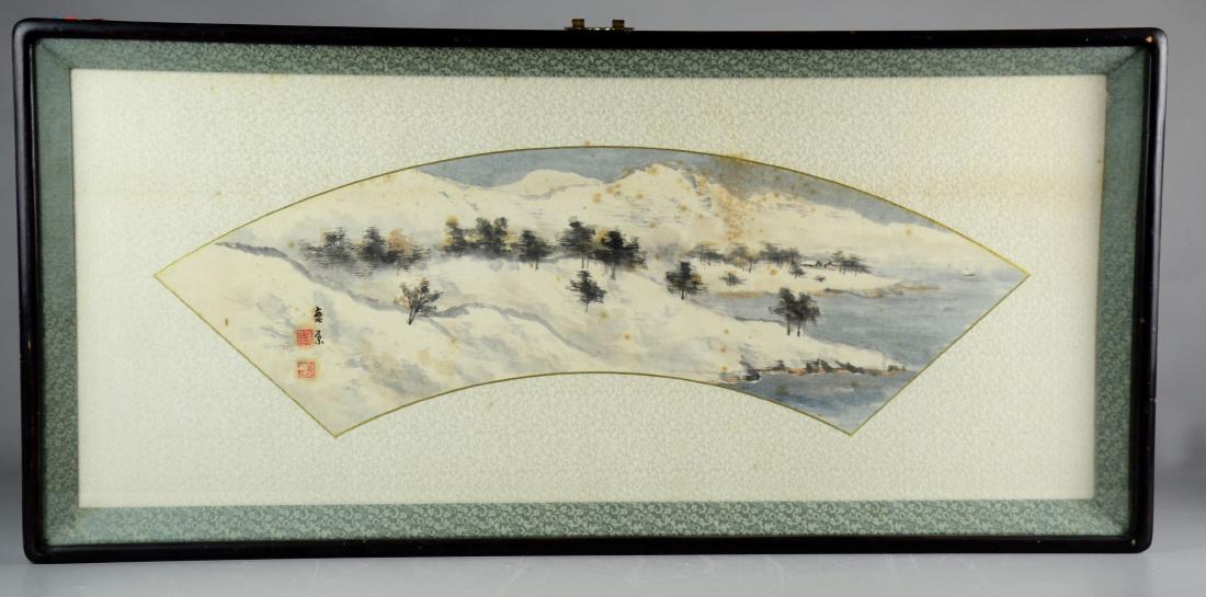 Japanese Fan Shaped Landscape Painting (1 of 2)