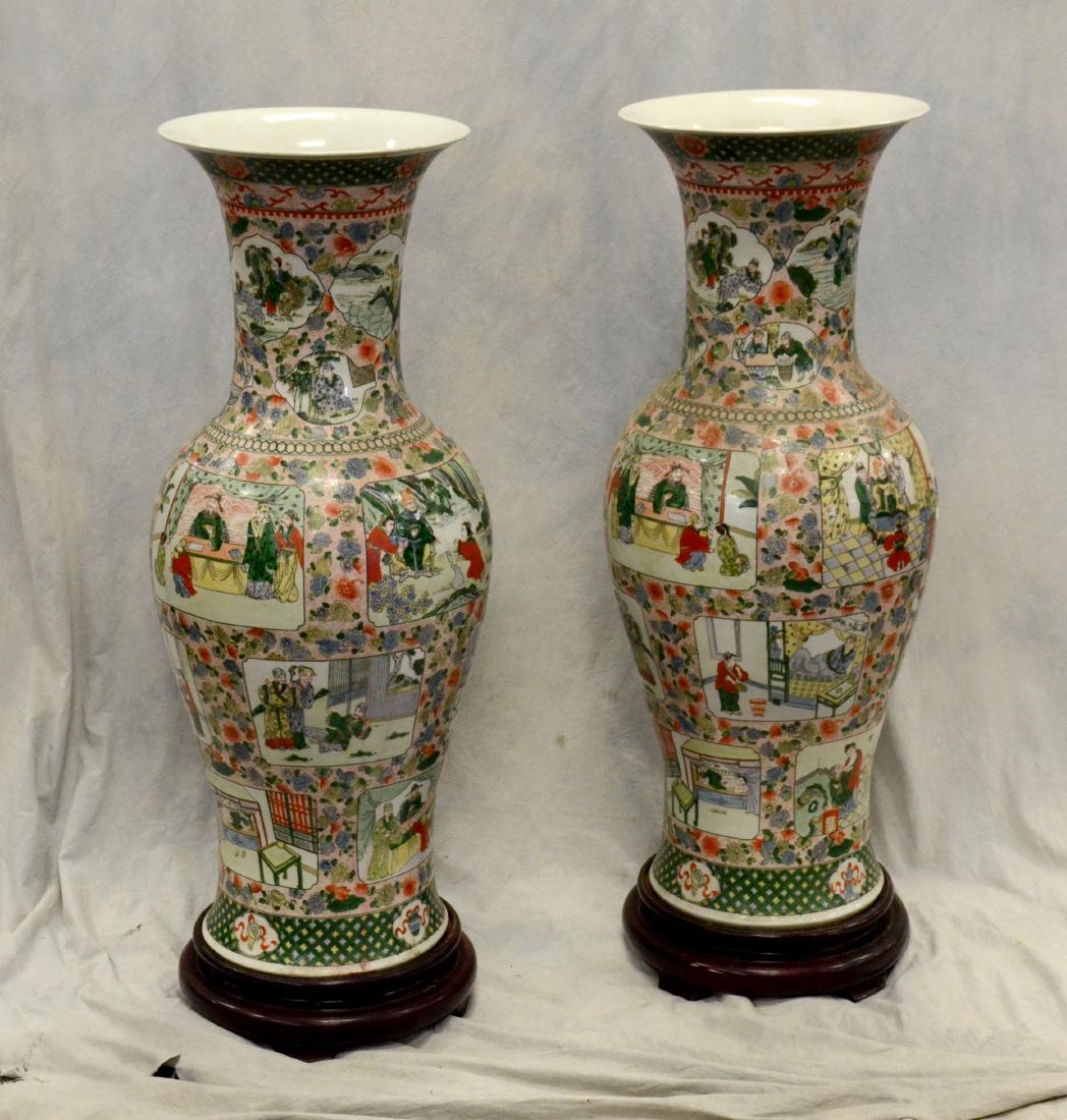 Pr Chinese Famille Verte Style Palace Vases (1 of 5)