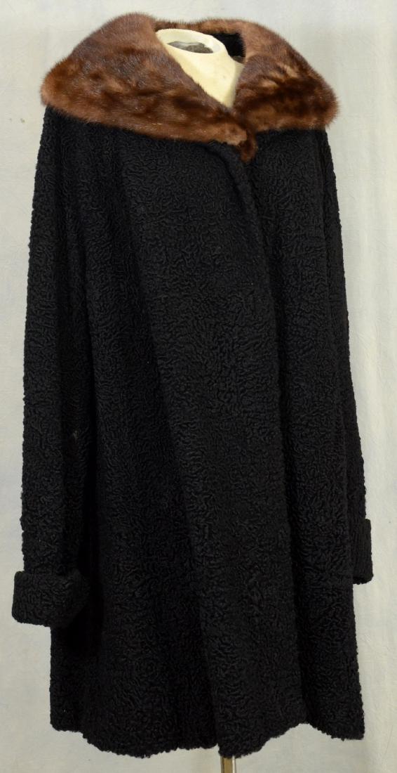 Mongolian Lamb Swing Coat with Mink Collar (1 of 3)