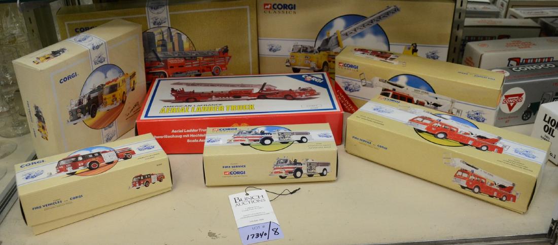 Shelf #90 - (8) Corgi Classics Toy Fire Vehicles (1 of 1)