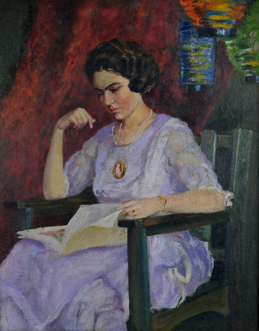 American Impressionist Painting of a Seated Woman (1 of 3)