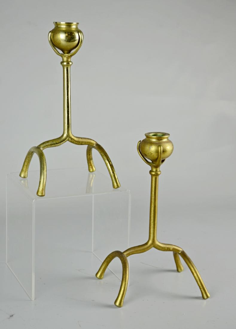 Pr Brass Arts & Crafts Candlesticks (1 of 1)