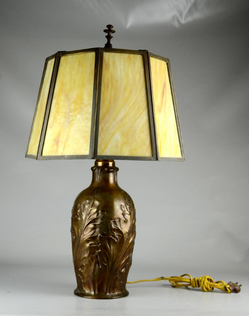 Bronze Lamp With Slag Glass Shade (1 of 3)