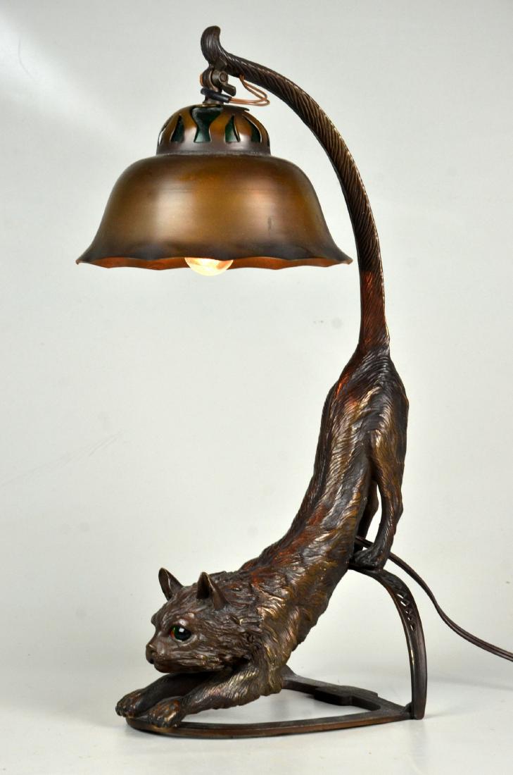 Bronze Green Eyed Cat Lamp (1 of 2)