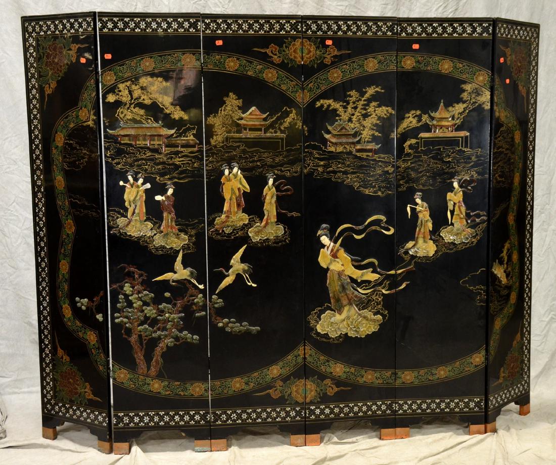 Chinese 6-Panel Lacquer Screen (1 of 1)