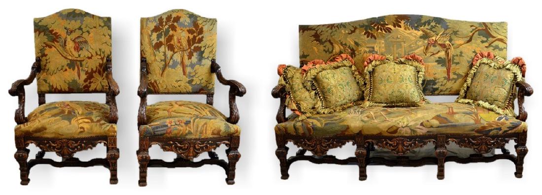 Renaissance Revival Settee & 2 Armchairs (1 of 3)