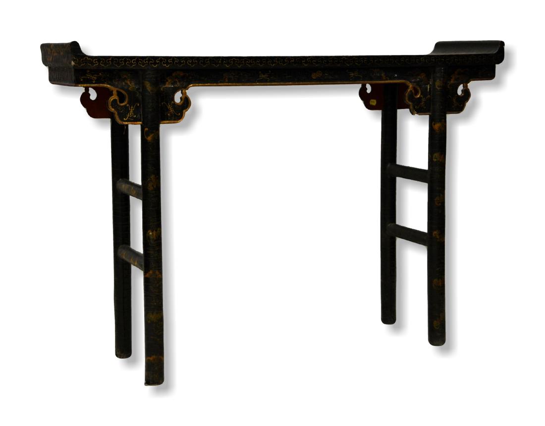 Black & gilt lacquered Asian console table, 47-1/2"w (1 of 3)
