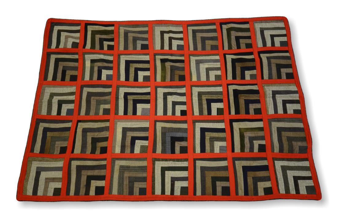 Log Cabin Wool Quilt, PA c 1900 (1 of 9)