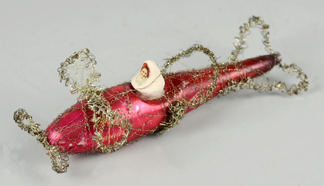 Glass Christmas Ornament - Airplane Santa (1 of 2)